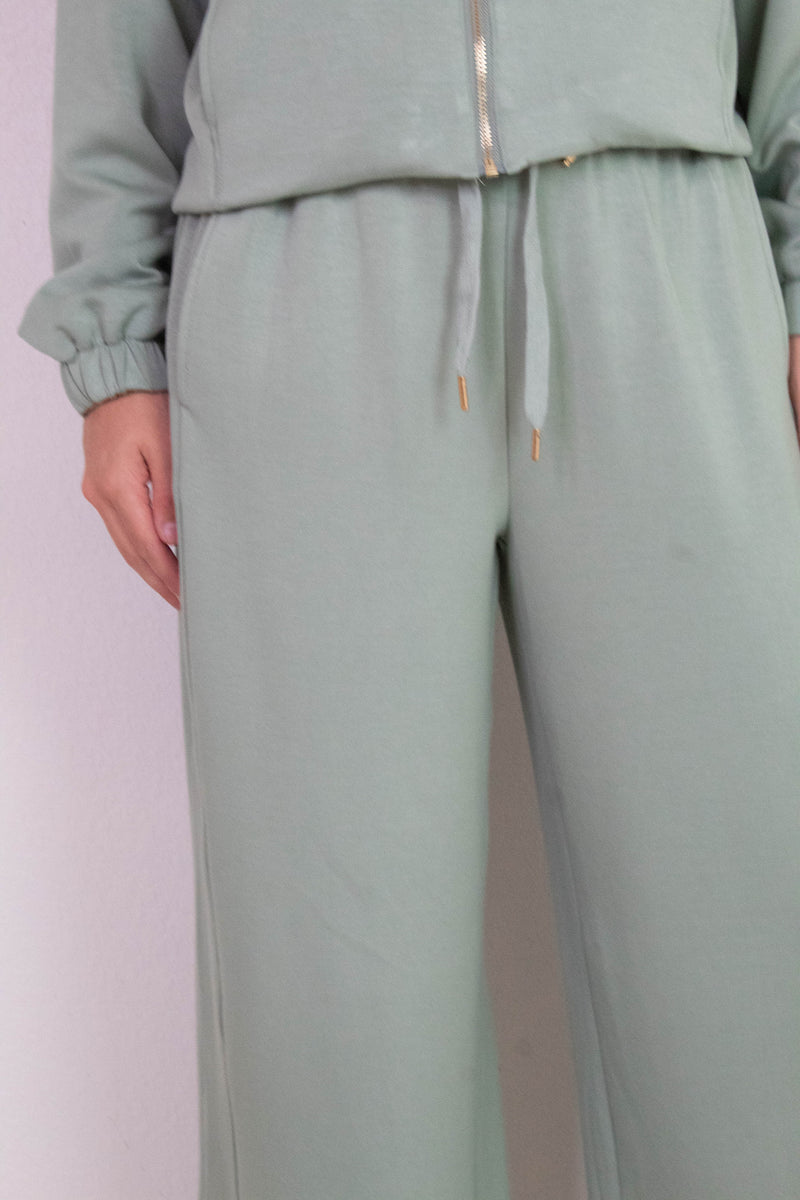 Gianna Wide Leg Pants, Sage Green