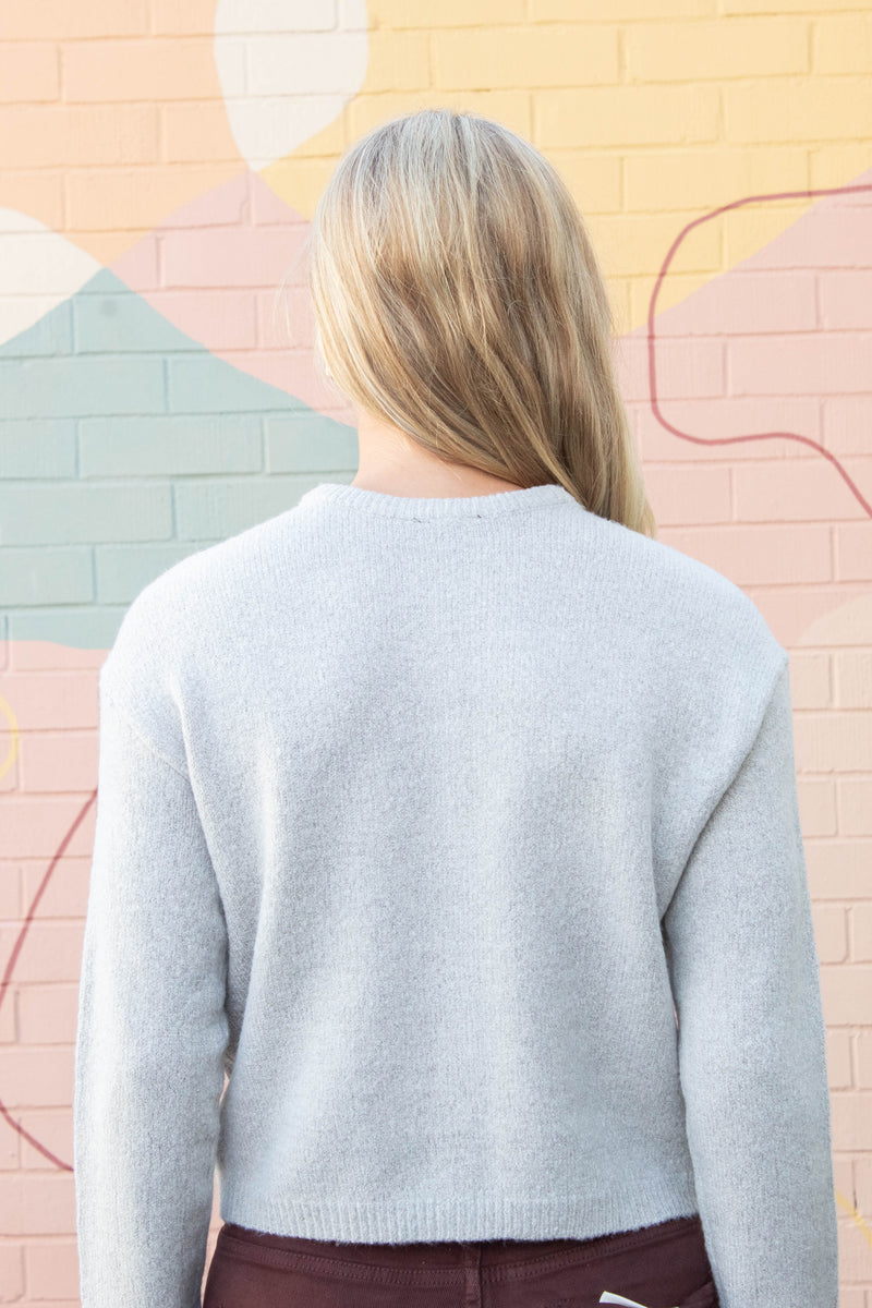 Zhongli Crewneck Cardigan, Greige Twist | RD Style
