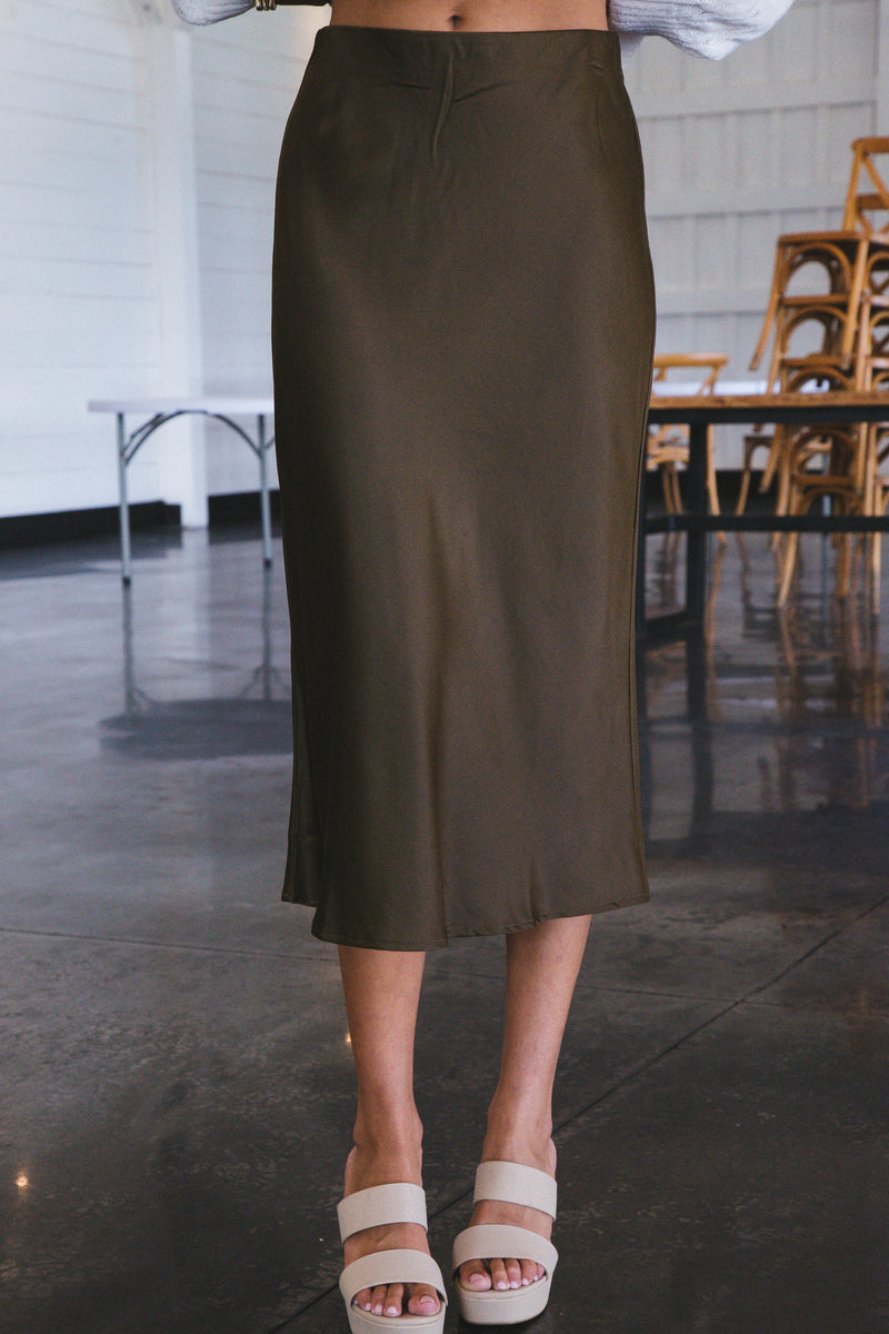 Everyday Midi Satin Skirt, Fatigue | Sanctuary