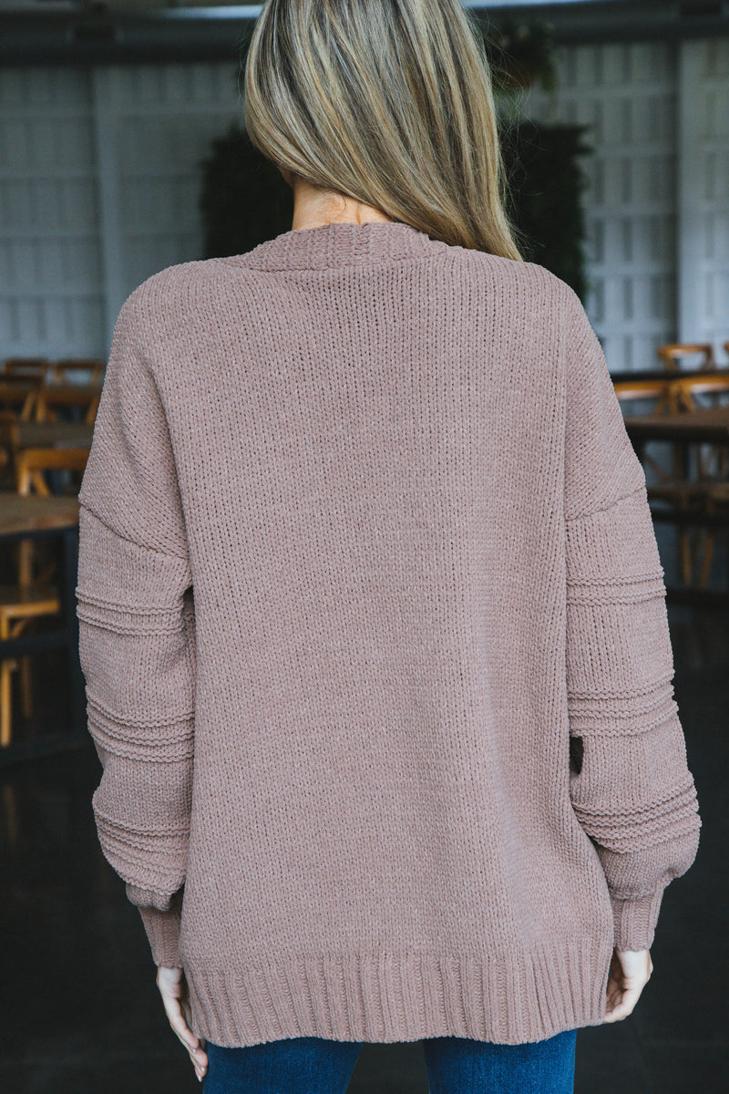Oaklyn Chunky Sweater Cardigan, Mocha
