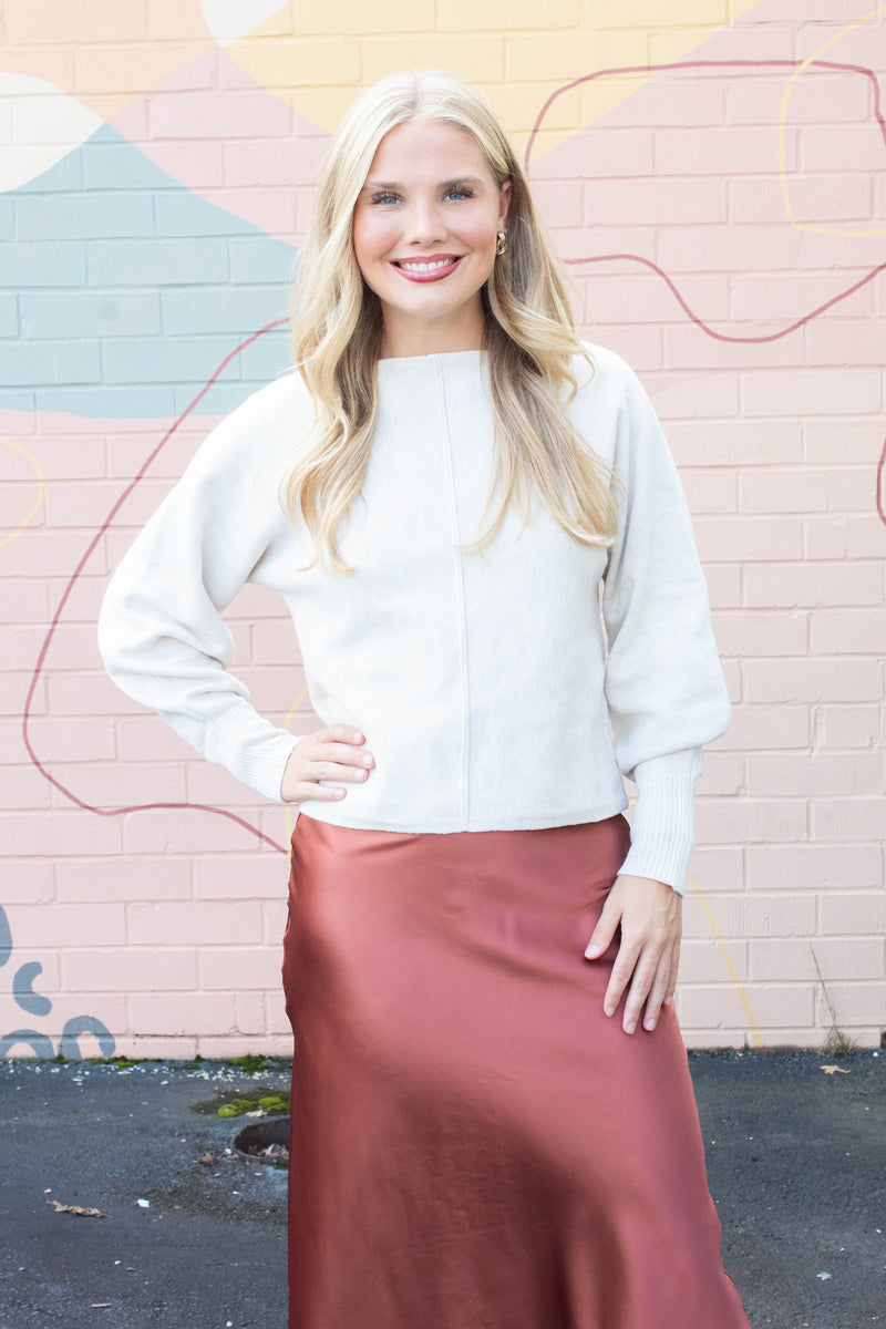 Emersyn Seam Front Sweater, Cream