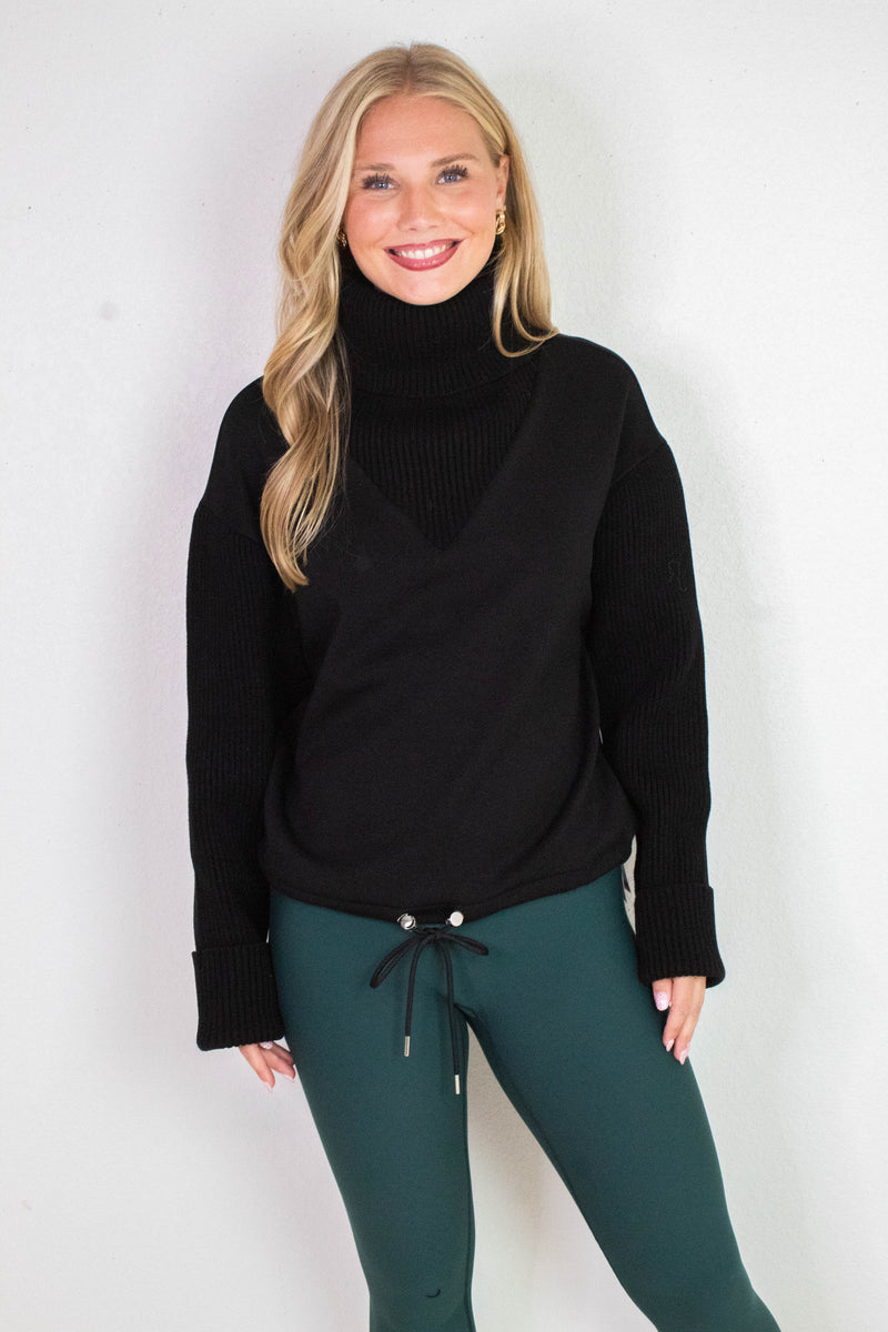 Jovie Soft Knit Ribbed Detail Sweater, Black | RD Style