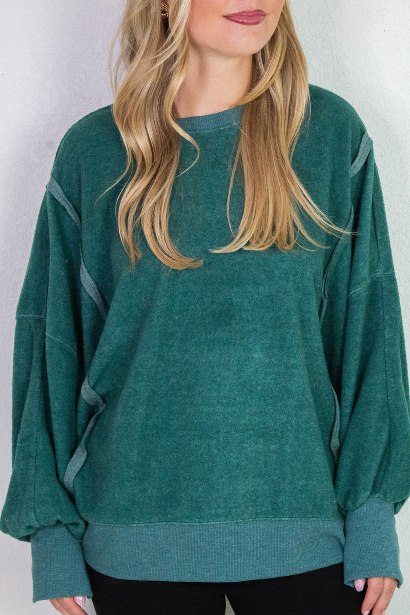 Millie Oversized Crewneck Sweatshirt, Dark Green