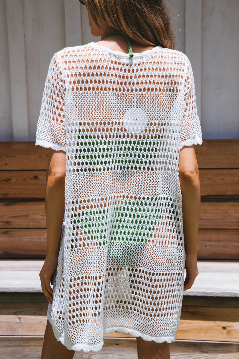 Molly Open Knit Dress, White