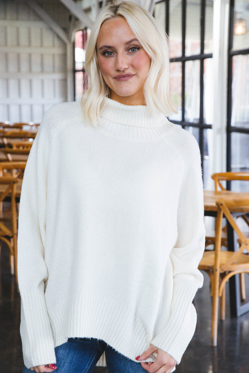 Helena Turtleneck Sweater, Cream