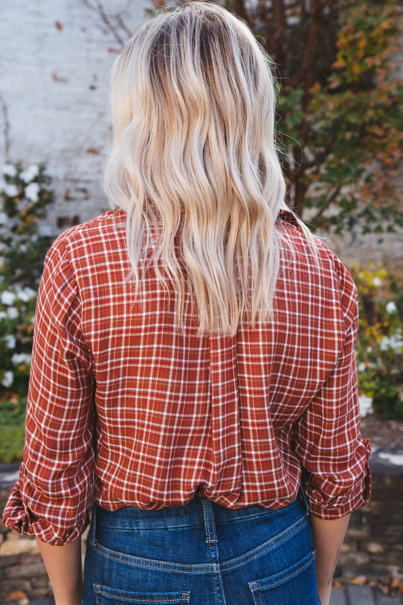 Riley Button Up Shirt, Maple Plaid | Velvet Heart