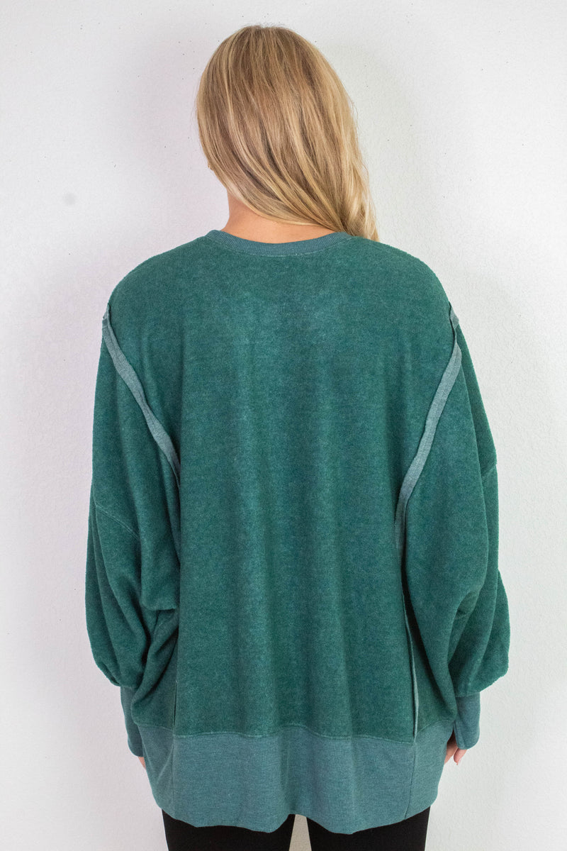 Millie Oversized Crewneck Sweatshirt, Dark Green