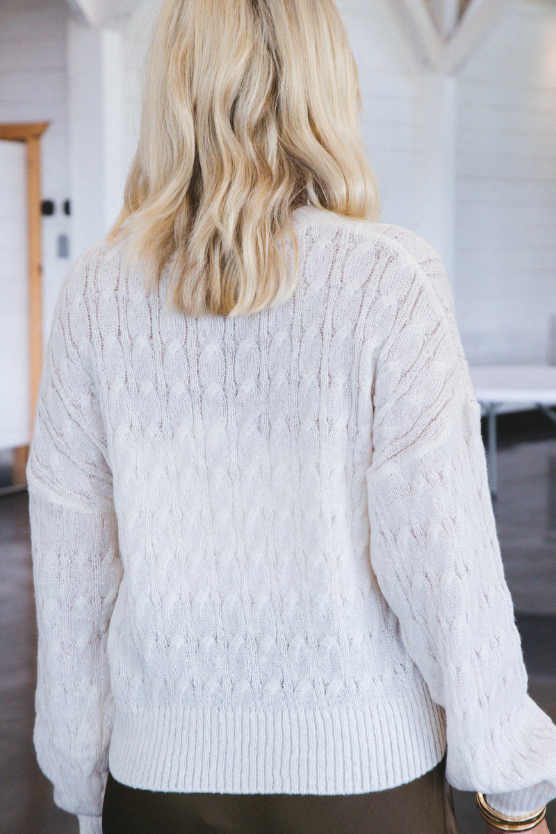 Enya Cable Knit Sweater, Ivory