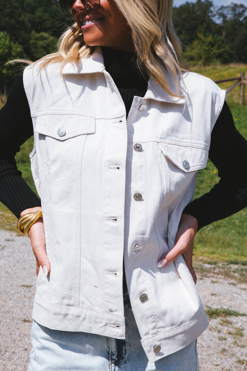 Ashby Denim Vest, Stone