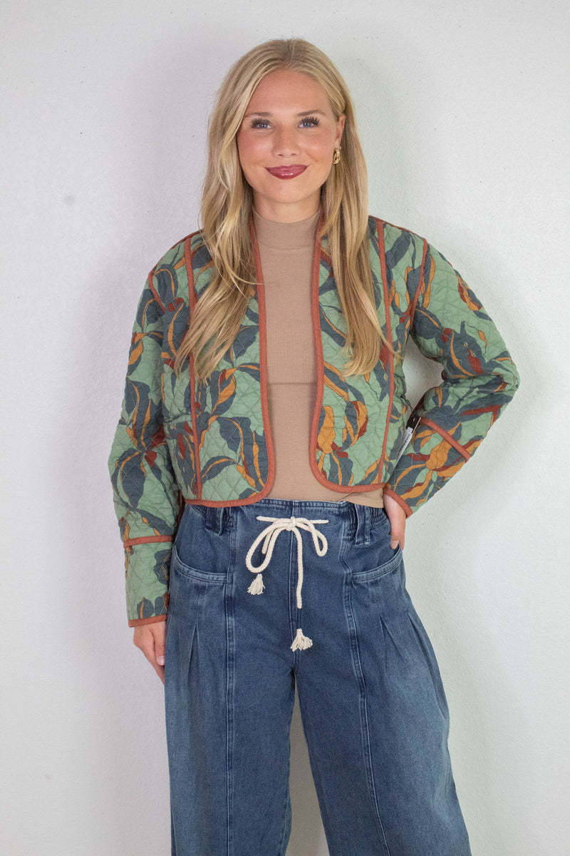 Adalynn Quilted Jacket, Dark Sage | Steve Madden