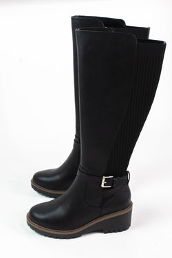 Zone Tall Knit Back Boot, Black