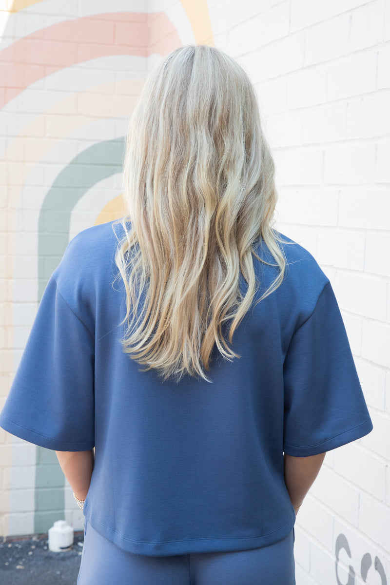 Edna Short Sleeve Tee, Dusty Navy