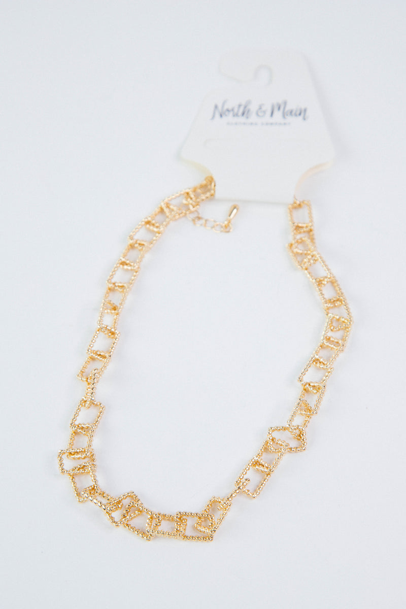 Winona Rectangle Link Necklace, Gold