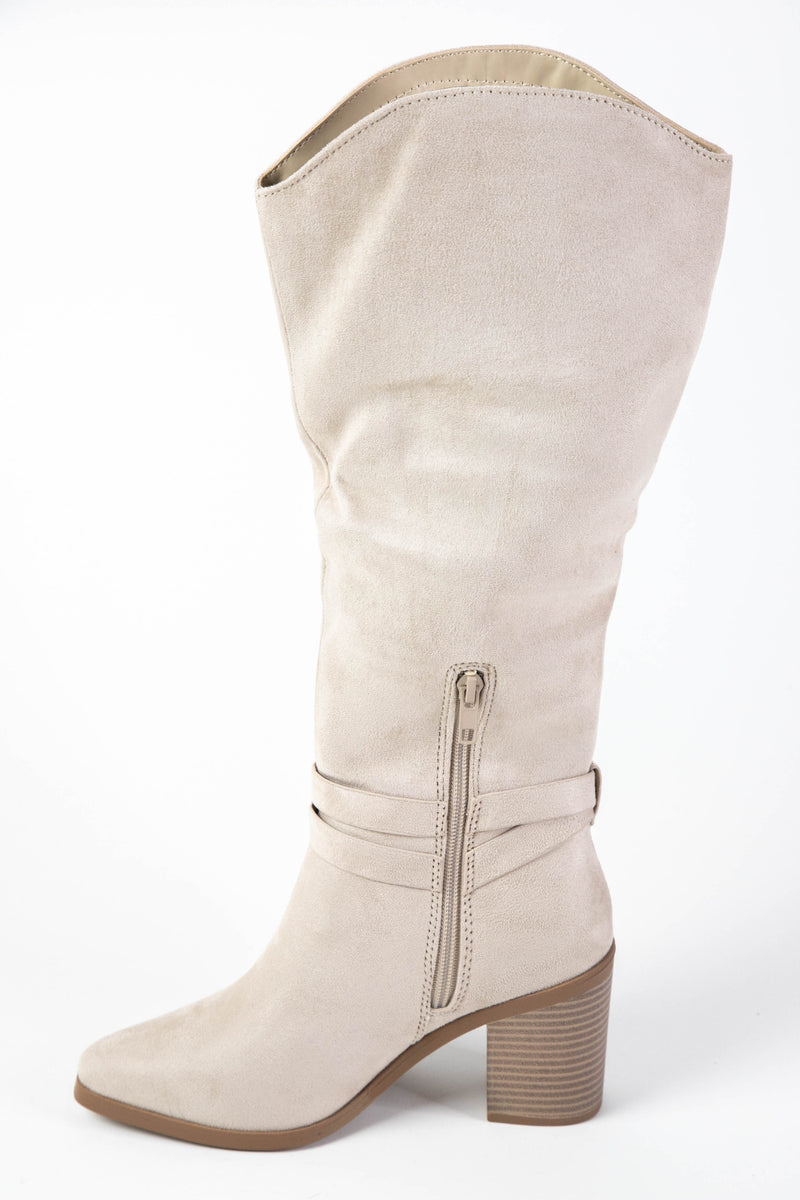 Amelia Buckle Detail Tall Boot, Clay