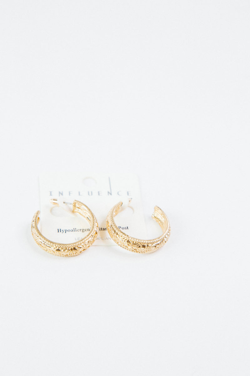 Haisley Textured Metal Hoops, Gold