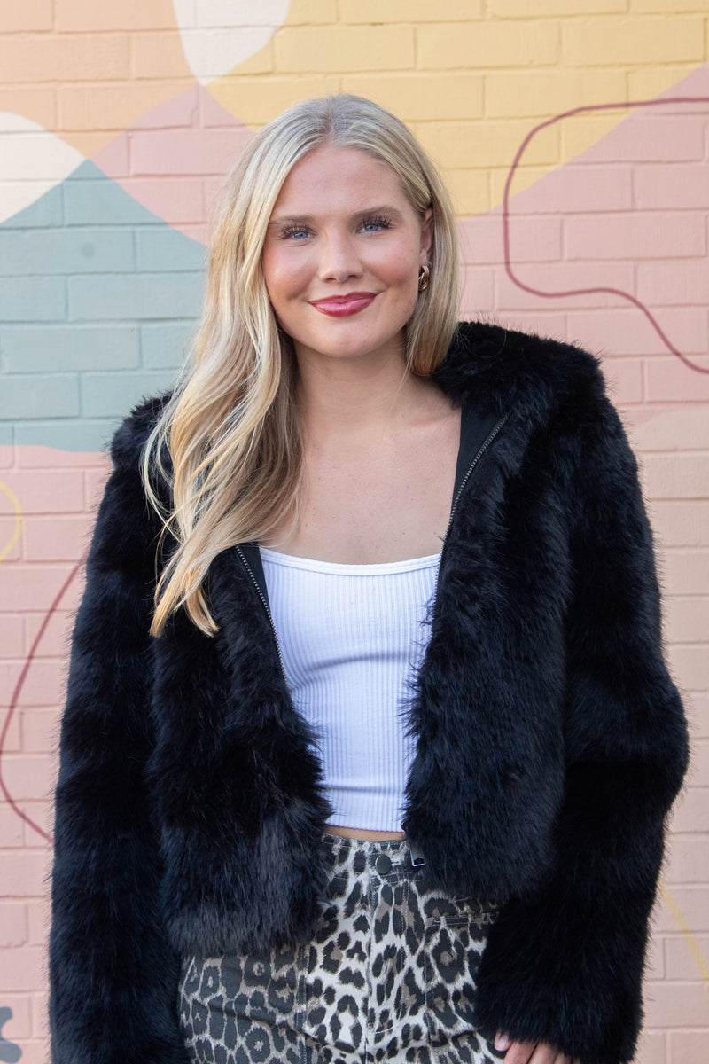 Louder Please Fur Jacket, Black | Free People