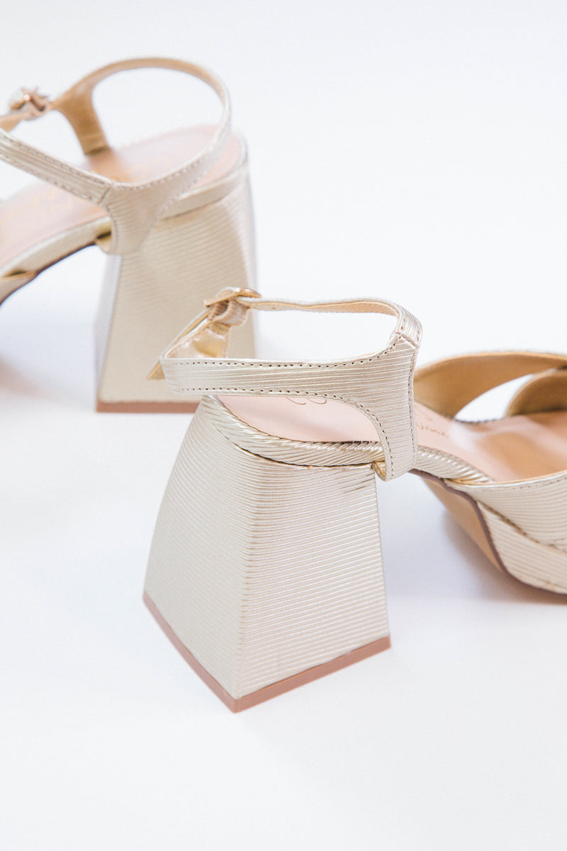 Robin Platform Heels, Gold Ribbed | Coconuts by Matisse