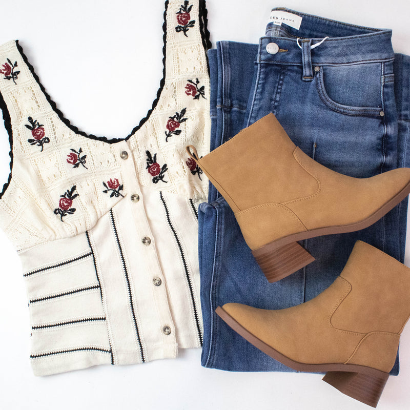 Rose Bud Knit Top, Ivory Combo | Free People