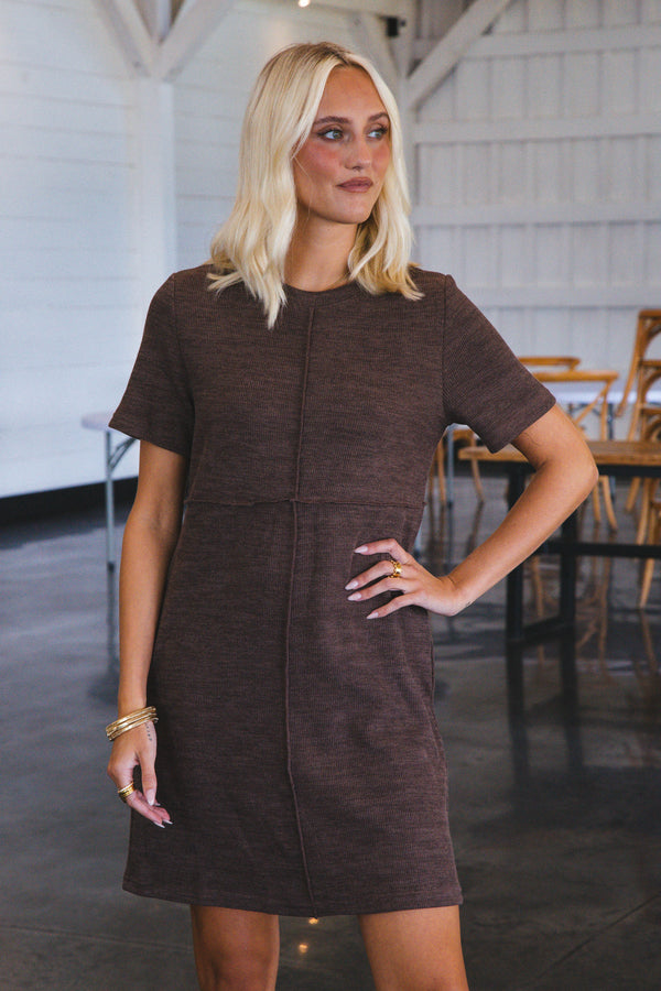 Charlena Knit Mini Dress, Espresso