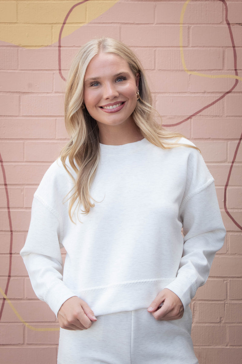 Lucie Short Pullover, Ivory Melange | RD Style