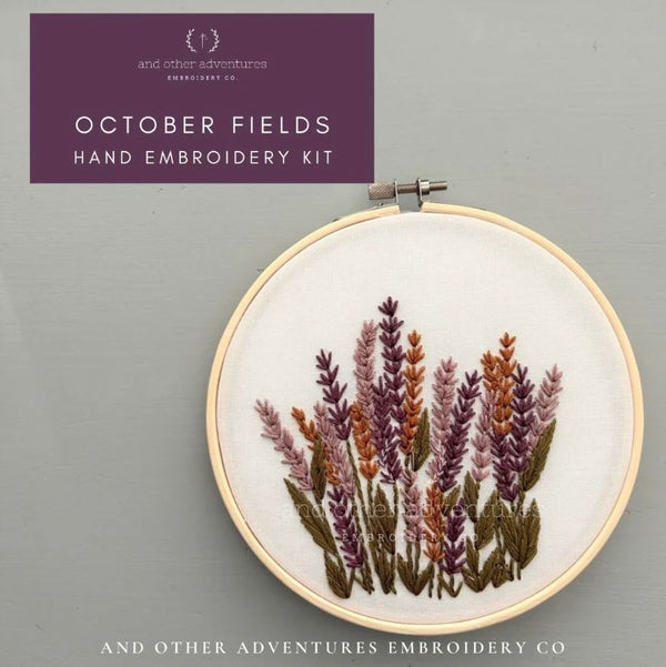 Beginner Embroidery Kit, October Fields