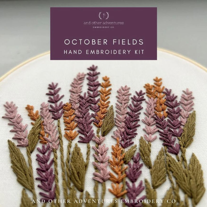 Beginner Embroidery Kit, October Fields