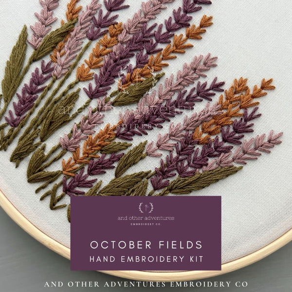 Beginner Embroidery Kit, October Fields