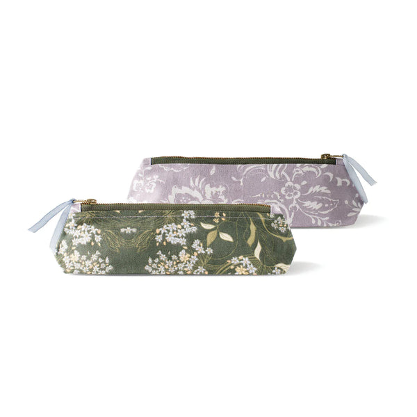Canvas Pencil Pouch, Olive/Lilac| Fringe Studio