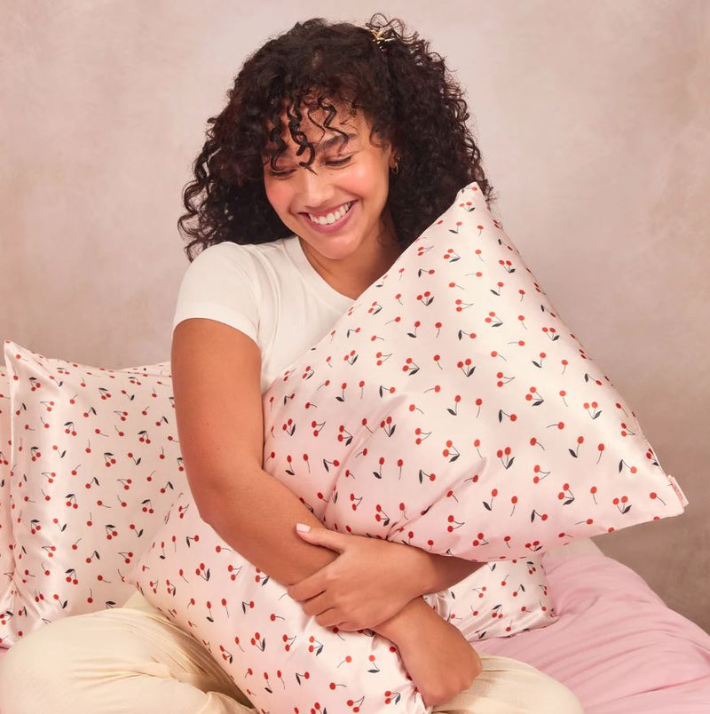 Satin Standard Pillowcase, Cherry Print | Kitsch