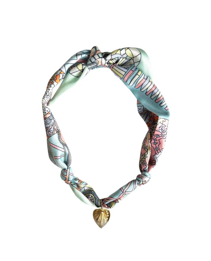 Seaglass Heart Scarf Necklace, Blue/Mint | Nora James Jewelry