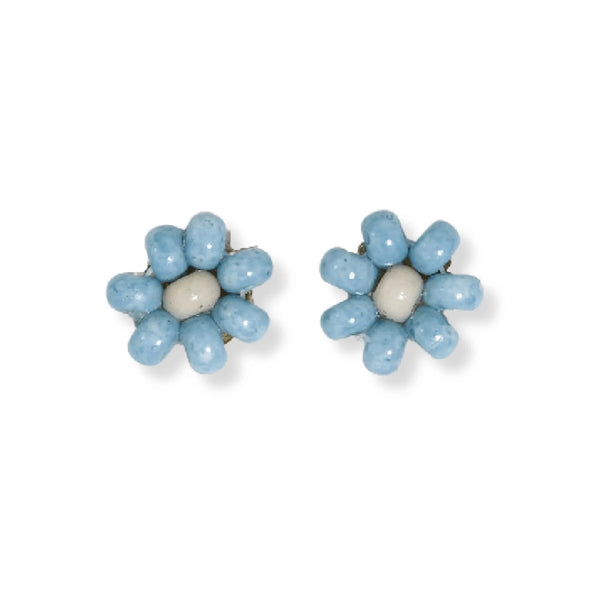Tina Beaded Flower Earring, Light Blue | Ink + Alloy