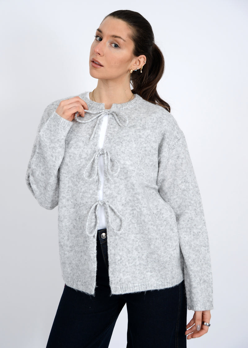 Calla Tie Front Cardigan, Grey Cloud | RD Style