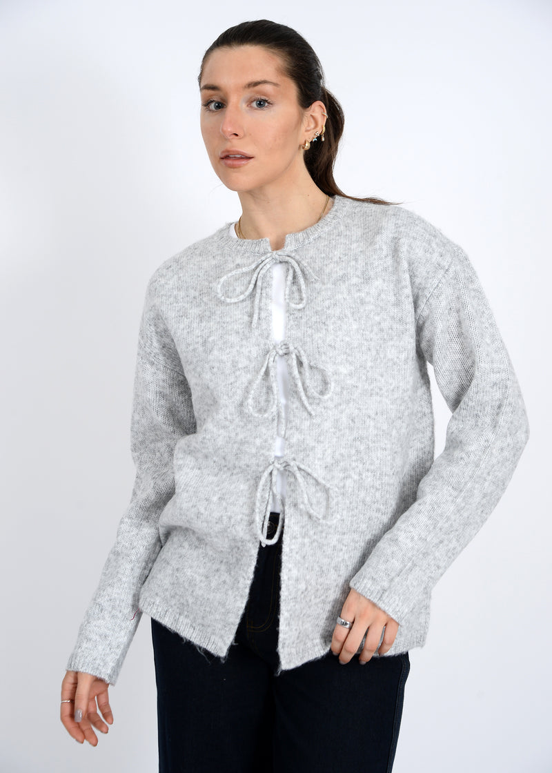 Calla Tie Front Cardigan, Grey Cloud | RD Style