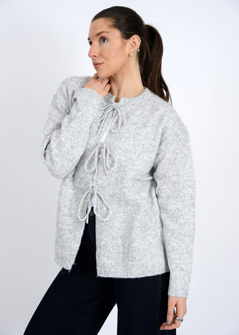 Calla Tie Front Cardigan, Grey Cloud | RD Style