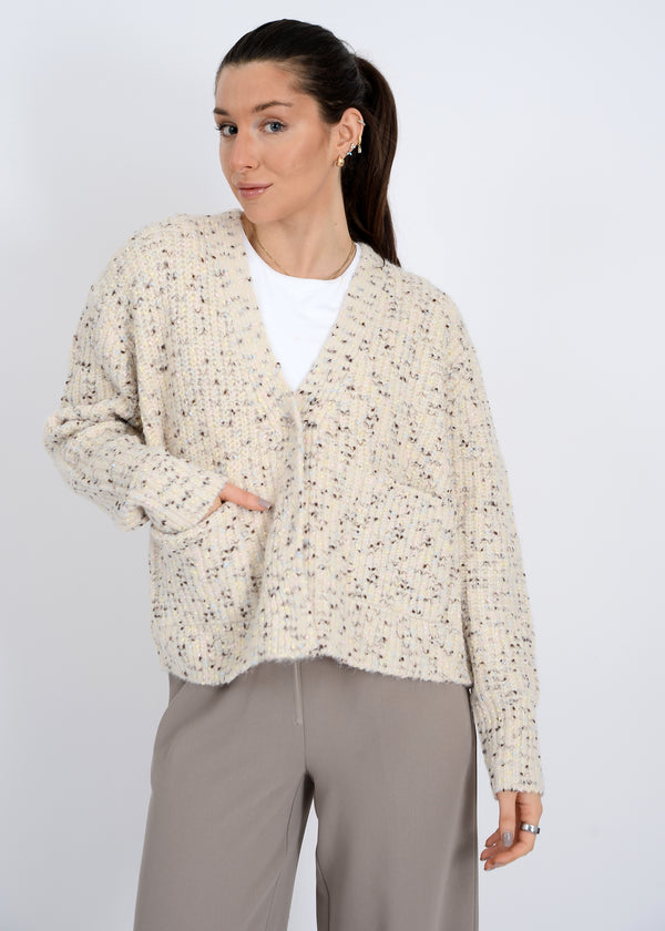 Nedi V-Neck Cardigan, Cream Fleck | RD Style