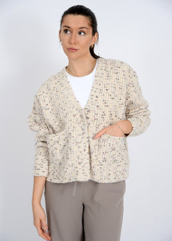 Nedi V-Neck Cardigan, Cream Fleck | RD Style