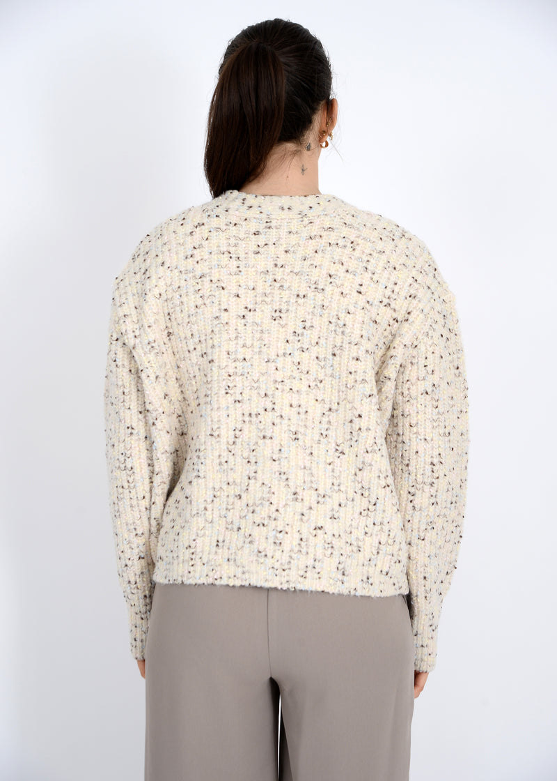 Nedi V-Neck Cardigan, Cream Fleck | RD Style