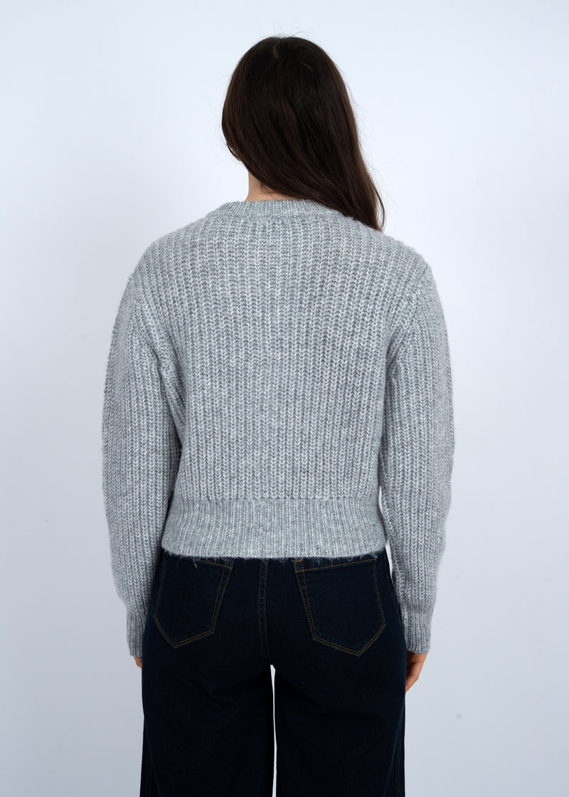 Letrice Silver Button Cardigan, Silver Grey Melange | RD Style