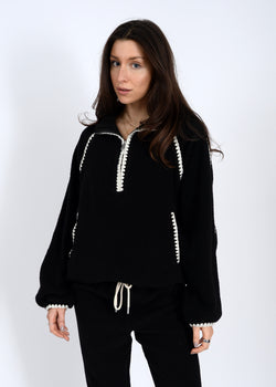 Glinda Half Zip Whipstitch Jacket, Black | RD Style