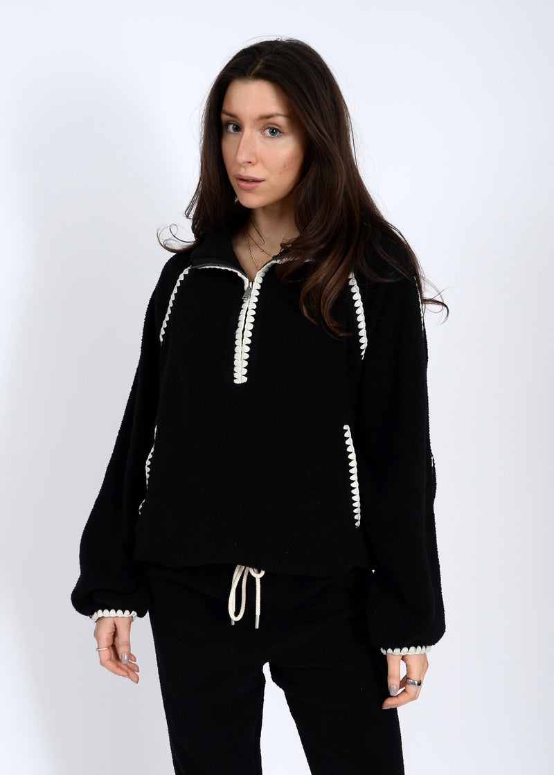 Glinda Half Zip Whipstitch Jacket, Black | RD Style