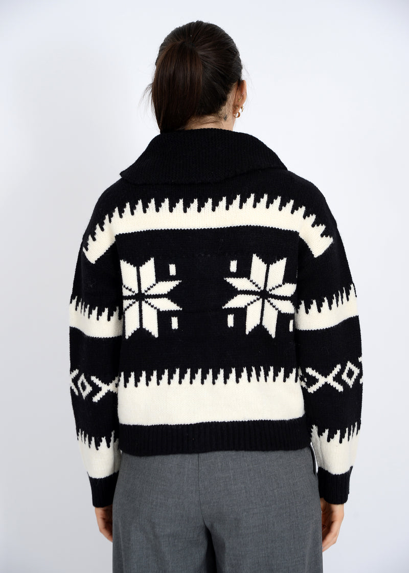 Audovera Shawl Neck Cardigan, Black Cream | RD Style