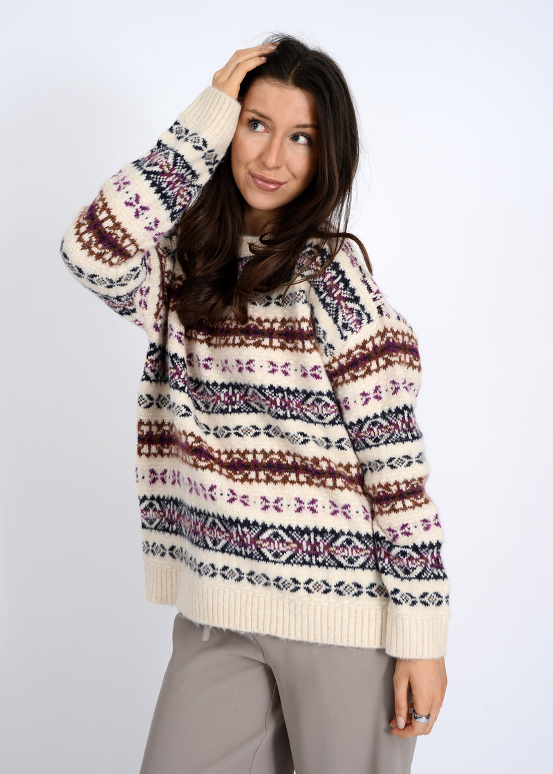 Shinza Crewneck Sweater, White Beach | RD Style