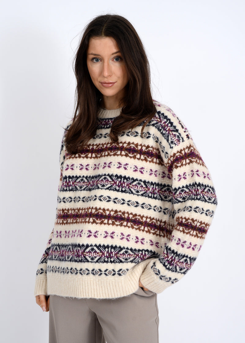 Shinza Crewneck Sweater, White Beach | RD Style