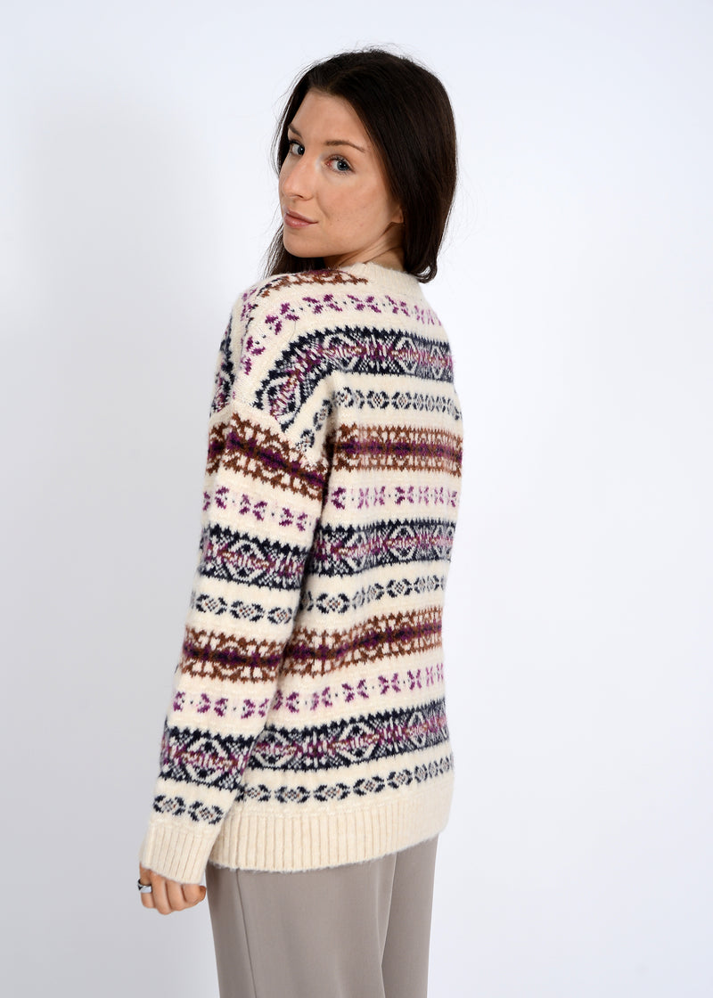 Shinza Crewneck Sweater, White Beach | RD Style