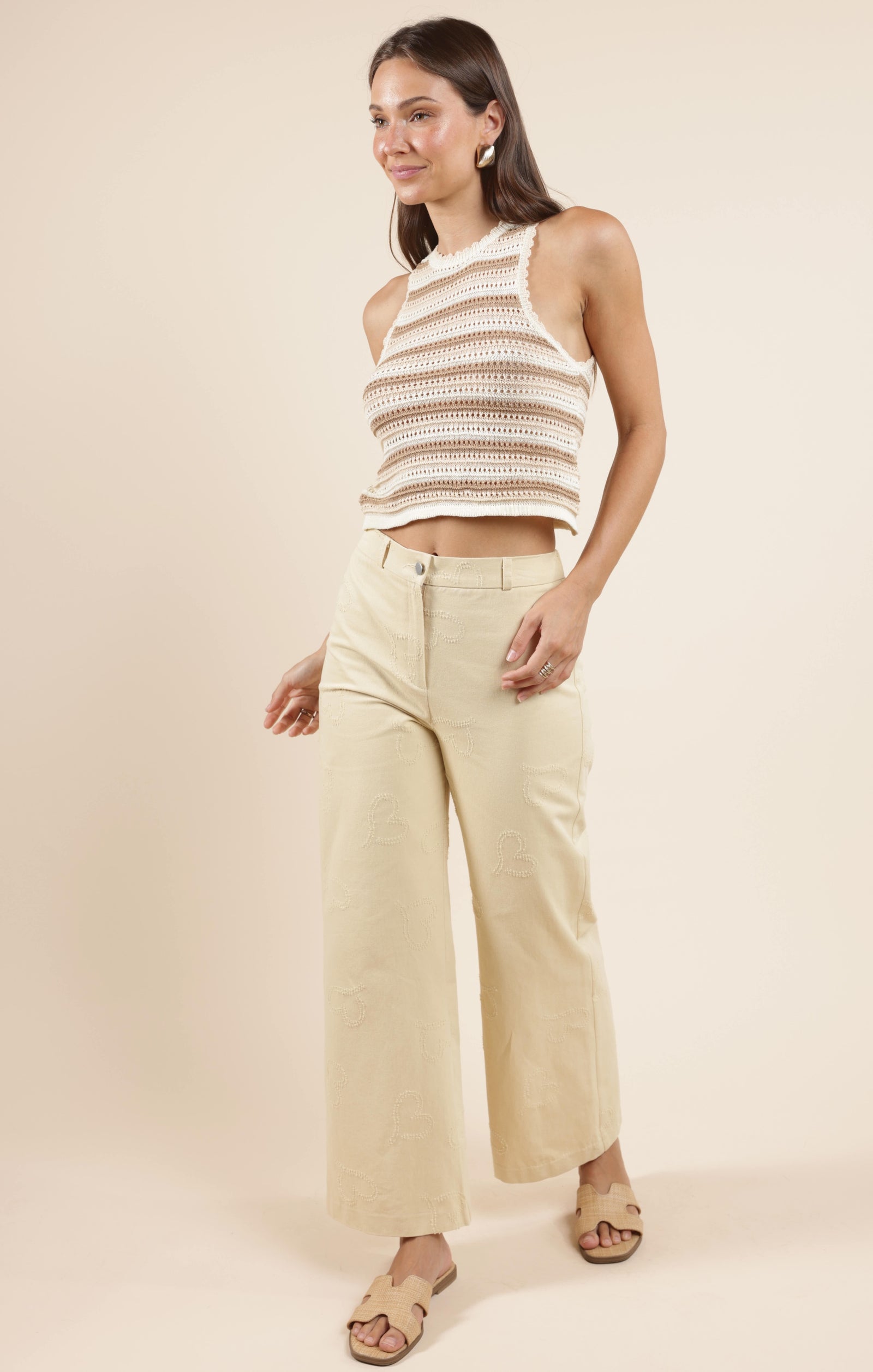 Tisha Striped Sweater Tank, Cream Multi | Sadie & Sage – North