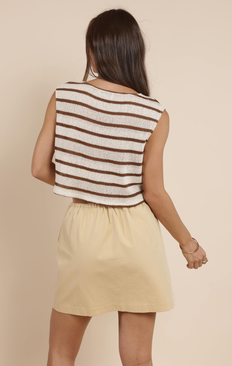 Lingering Light Striped Knit Top, Cream Brown | Sadie & Sage