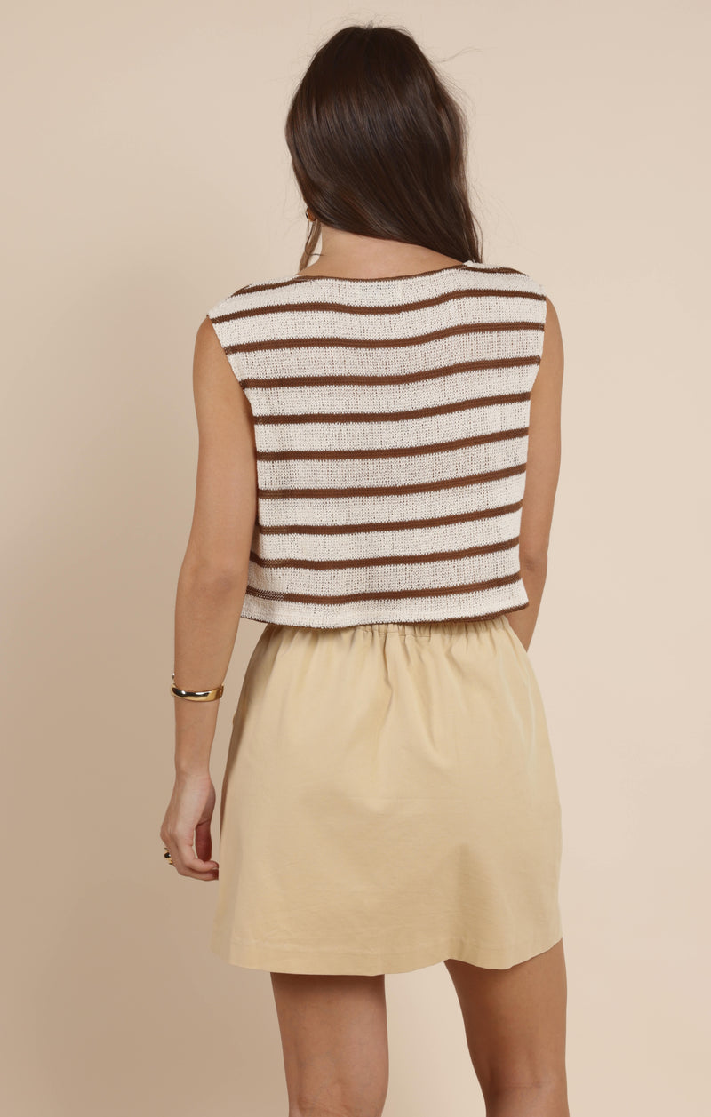 Lingering Light Striped Knit Top, Cream Brown | Sadie & Sage