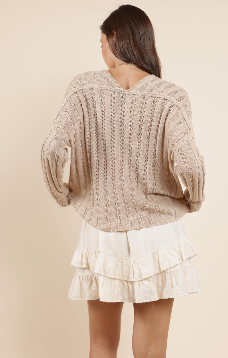Devon Wide Rib Knit Sweater, Taupe | Sadie & Sage
