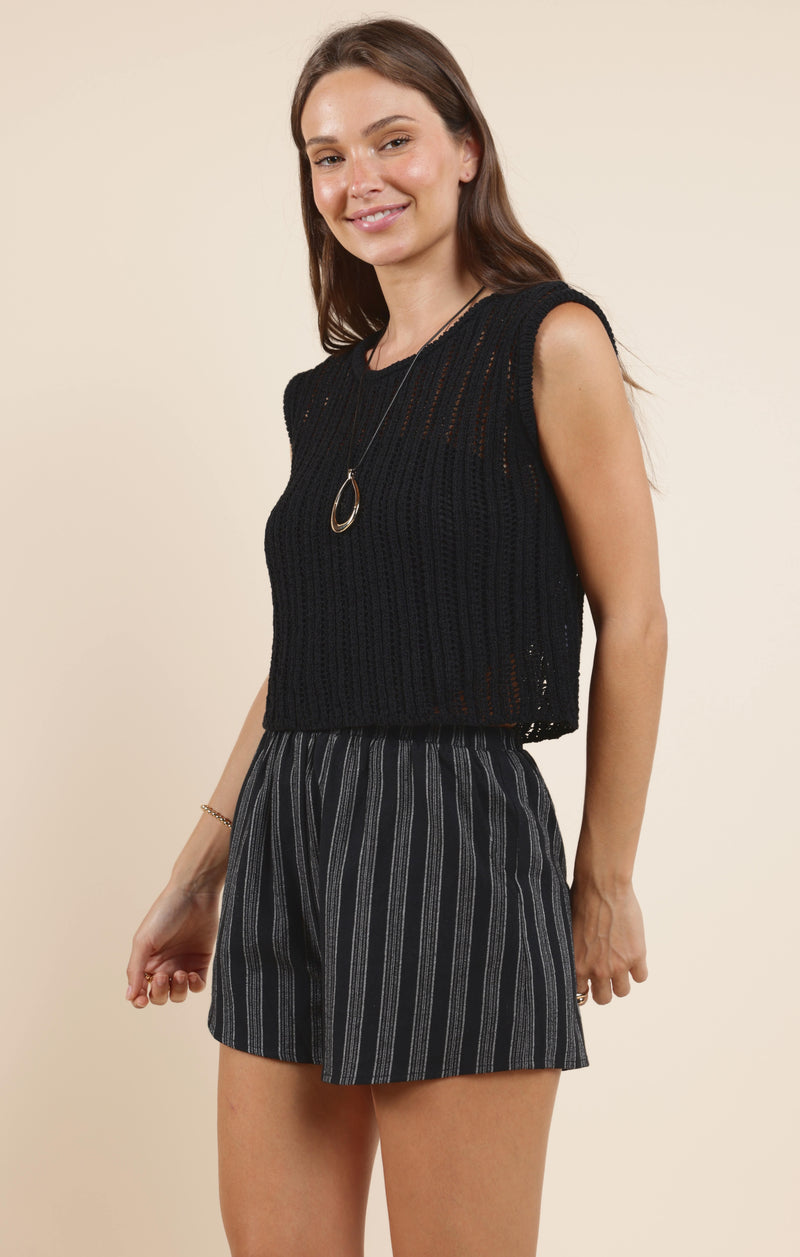 Seize the Day Sweater Tank Top, Black | Sadie & Sage