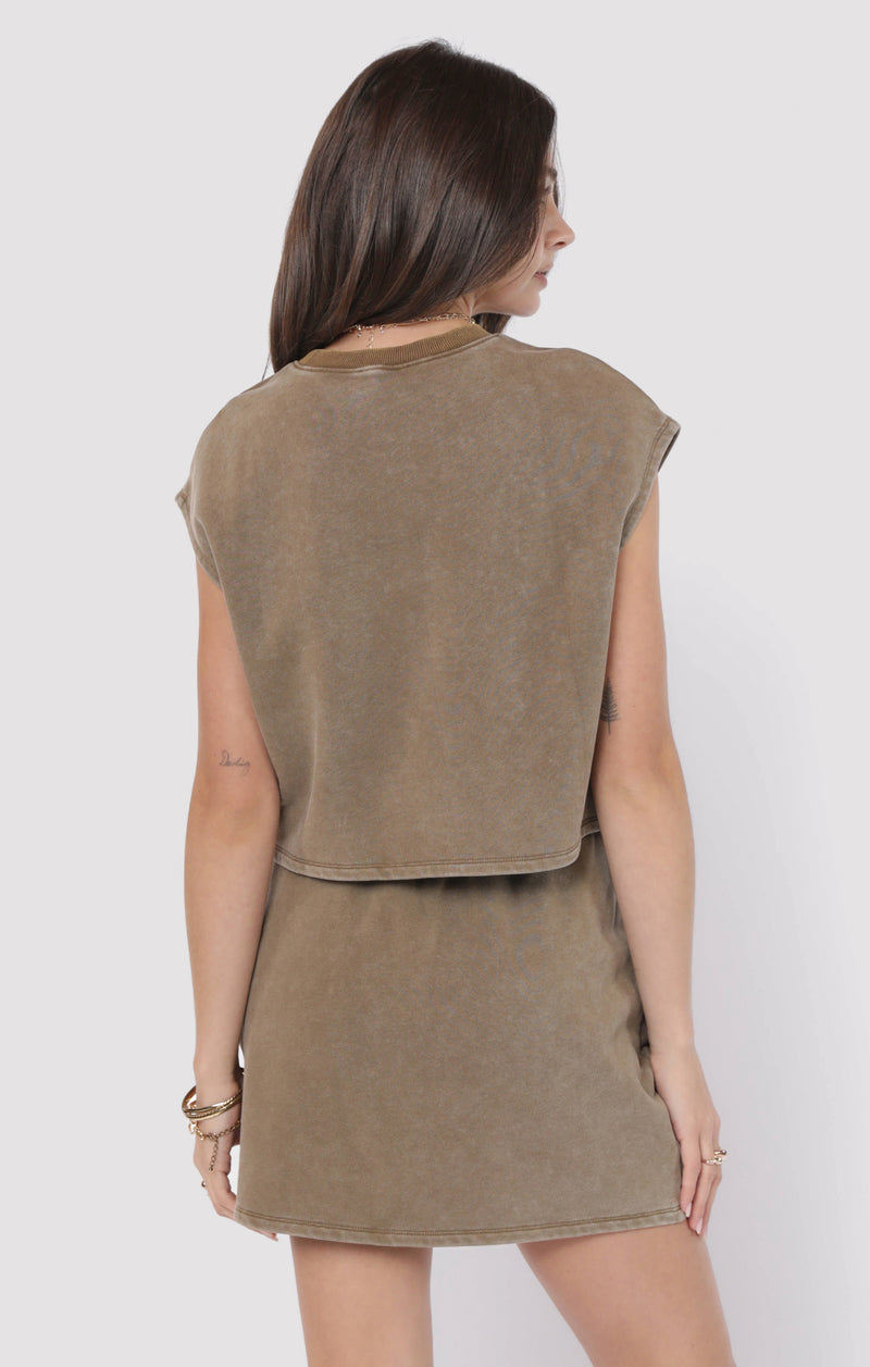 Little Games Terry Mini Skirt, Washed Taupe | Sadie & Sage